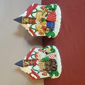 2 Vintage Christmas House Chapels, Santa and Angels